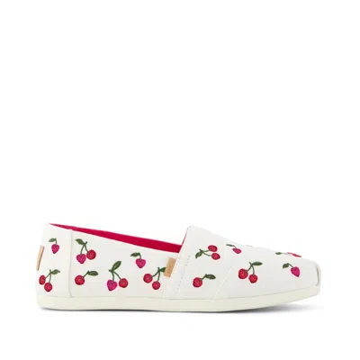 Toms Women's Womens Alpargata Classic Cherry Embroidery In White