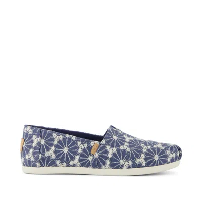 Toms Women's Womens Alpargata Classic Dark Sky Embroidered Daisy Denim In Blue