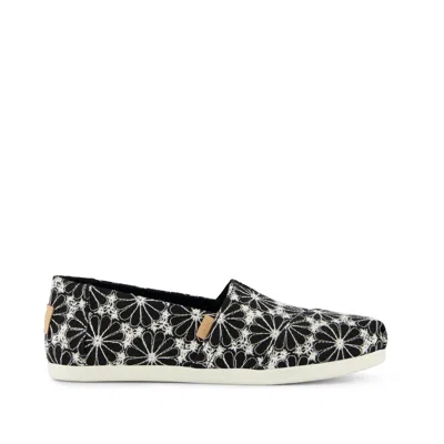 Toms Women's Womens Alpargata Classic Embroidered Daisy Denim In Black