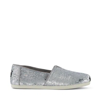 TOMS WOMEN'S WOMENS ALPARGATA CLASSIC SILVER METALLIC SEQUINS