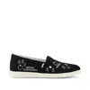Toms Women's Womens Alpargata Plus Black Slub Woven With Back To School Doodle Embroidery In Multi