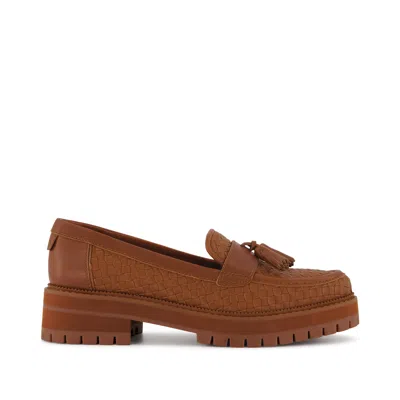 TOMS WOMEN'S WOMENS CARA LOAFER AMBER BASKETWEAVE LEATHER FLAT