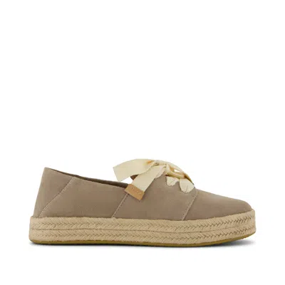 TOMS WOMEN'S WOMENS CAROLINA LACE-UP ESPADRILLE DUNE SUEDE
