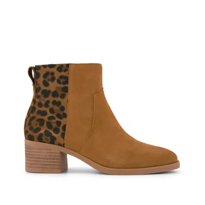 Toms Women's Womens Delilah Heeled Boot Water Repellent Brown Sugar Leopard Suede