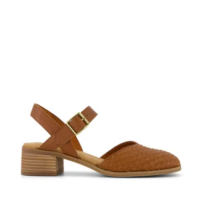 Toms Women's Womens Jaclyn Heel Amber Woven Basket Faux Leather In Brown