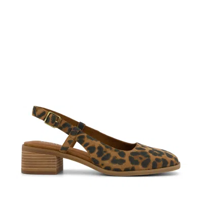 TOMS WOMEN'S WOMENS JACLYN SLINGBACK HEEL BROWN SUGAR LEOPARD PRINT SUEDE