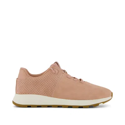 TOMS WOMEN'S WOMENS TRVL LITE CABRILLO SNEAKER WATER REPELLENT PINK CAFE CREME PERFORATED SUEDE