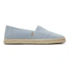 TOMS WOMENS PASTEL BLUE WASHED DENIM ALPARGATA ROPE SOLE