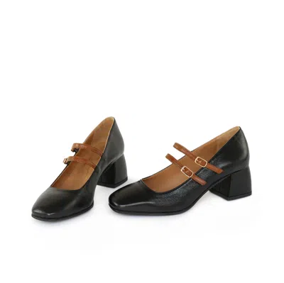 Ton Gout Classic 5 Cm Heel Pumps With Double Leather Straps In Black