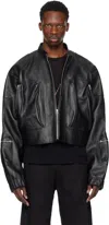 Shop Tondolo Black Ecco Leather Bomber Jacket