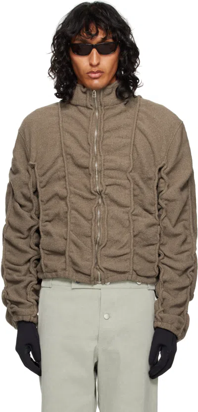 Tondolo Brown Felt Wool Jacket In Taupe