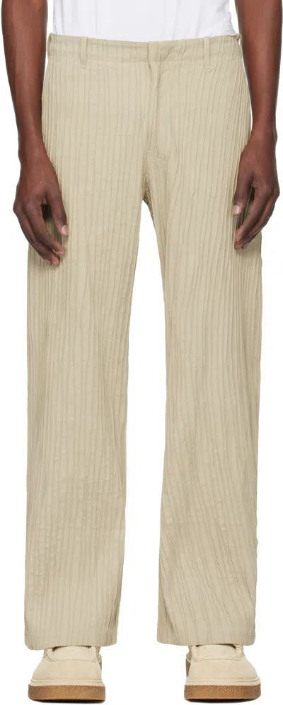 Tondolo Taupe Gilled Trousers In Blue