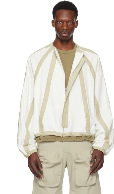 Tondolo White & Taupe Saccharinum Cardigan In Blue