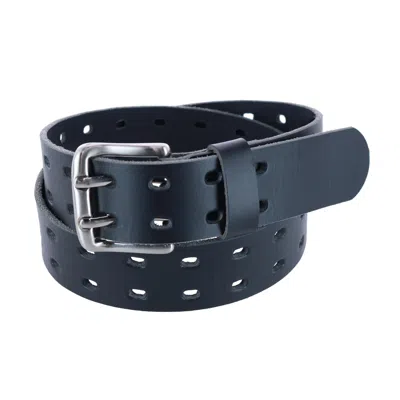 Toneka Men's Double Hole Bridle Belt In Black