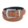 Toneka Reversible Ostrich Print Belt In Brown
