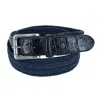 Toneka Waxed Braided Belt With Croc Print Ends In Blue