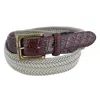 Toneka Waxed Braided Belt With Croc Print Ends In Green