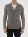 Tonello Double-breasted Glen Plaid Jacket In Grey