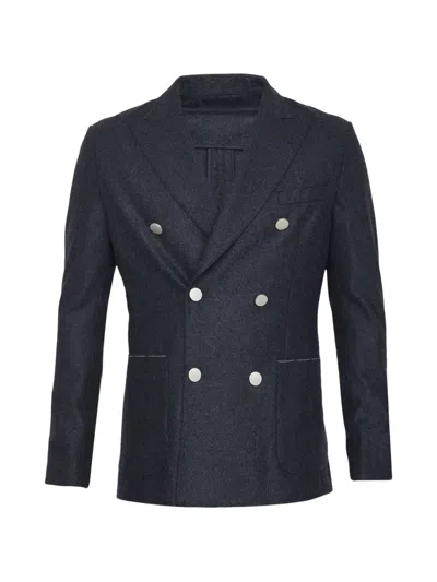 Tonello Double-breasted Flannel Blazer In Black