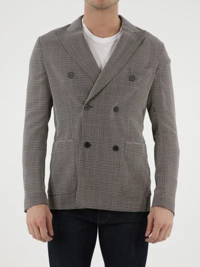 Tonello Double-breasted Glen Plaid Jacket In Animal Print