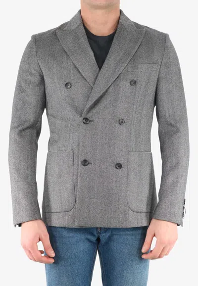 Tonello Double-breasted Wool Jacket In Multi