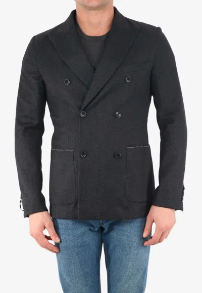 Tonello Double-breasted Wool-blend Jacket In Gray