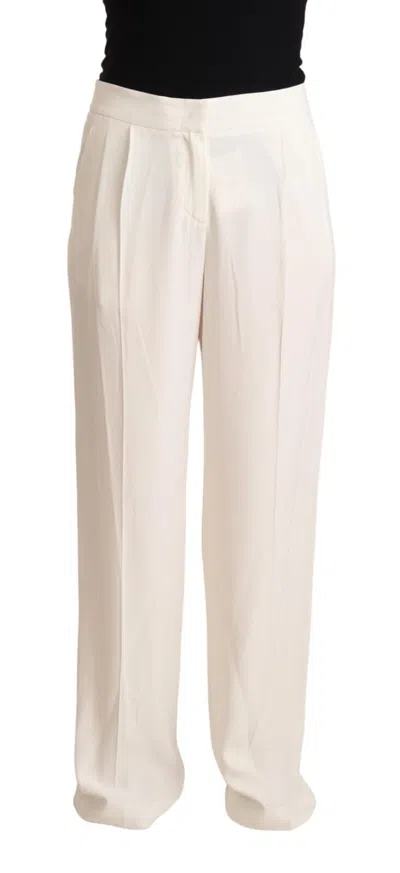 Pre-owned Tonello High Waist Pleated Straight Formal Trouser Women's Pants () In White