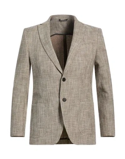 Tonello Man Blazer Beige Size 38 Cotton, Polyamide, Elastane In Gray