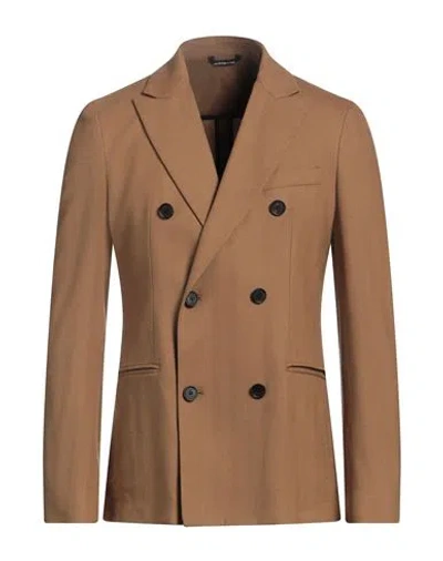 Tonello Man Blazer Camel Size 38 Virgin Wool, Elastane In Sand