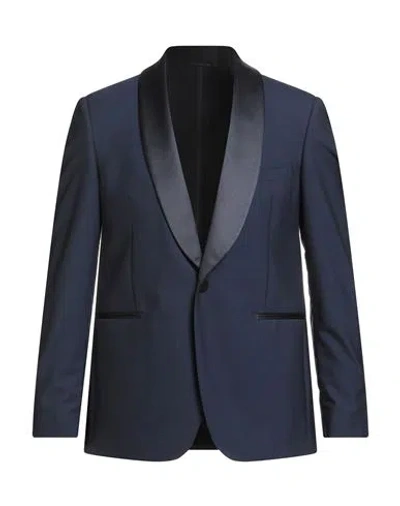 Tonello Man Blazer Navy Size 44 Virgin Wool, Elastane In Blue
