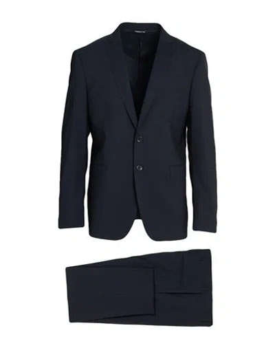 Tonello Man Suit Midnight Blue Size 44 Virgin Wool, Elastane In Black