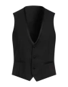 Tonello Man Tailored Vest Black Size 36 Virgin Wool, Elastane In Black