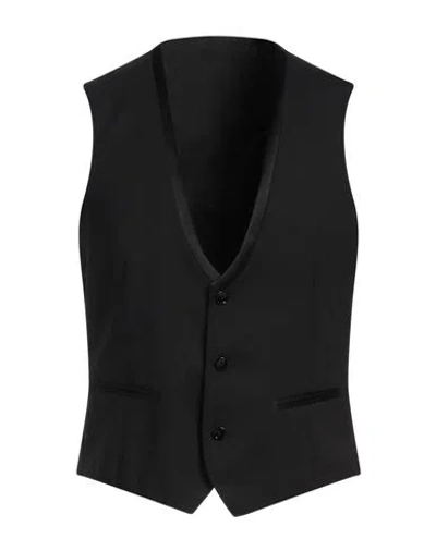 Tonello Man Tailored Vest Black Size 36 Virgin Wool, Elastane