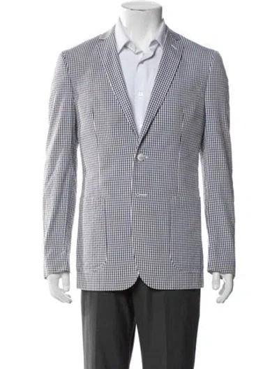 Pre-owned Tonello Plaid Print Blazer In White