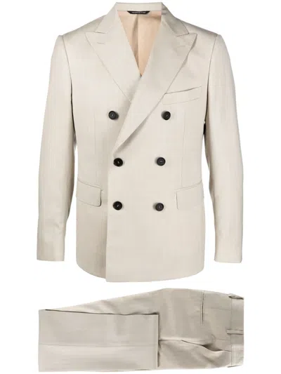 Tonello Sand-colored Wool Two-piece Suit In Gray
