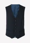 Tonello Single-breasted Wool Vest In Blue