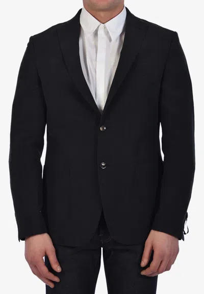 Tonello Single-breasted Jacket In Linen And Silk In Black