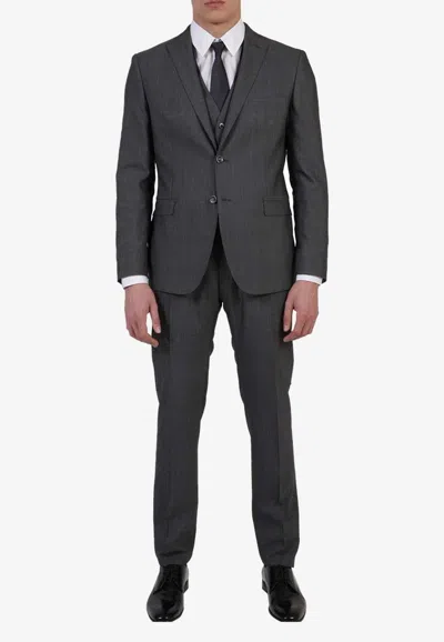 Tonello Single-breasted Three-piece Suit In Wool In Gray