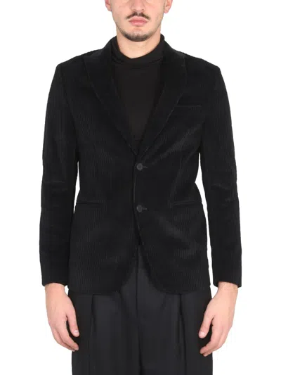 Tonello Sophisticated Velvet Jacket With Peaked Lapels In Black