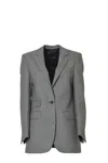 Tonello Straight Pied-de-poule Virgin Wool Twill Blazer In Gray