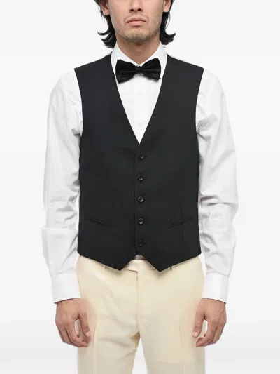 Tonello V-neck Single-breasted Waistcoat In Black