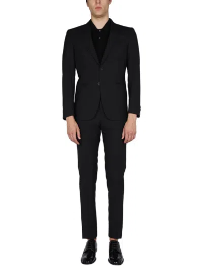 Tonello Tailored Wool Suit Dress With Peaked Lapels In Black