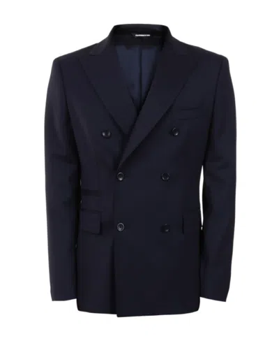 Tonello Wool Double-breasted Suit Jacket In Black