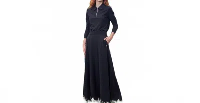 Tonet Jersey Paneled Snap Pocket Skirt In Navy In Blue