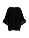 Tonet Woman Sweater Black Size 12 Merino Wool, Cashmere, Silk, Shearling