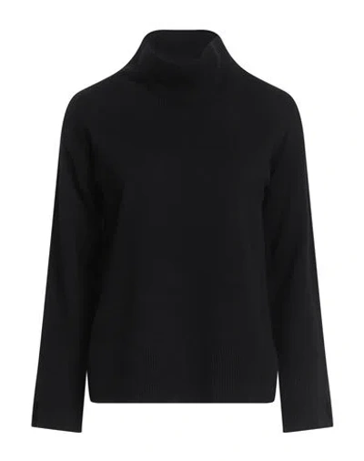 Tonet Woman Turtleneck Black Size 4 Merino Wool, Cashmere, Silk