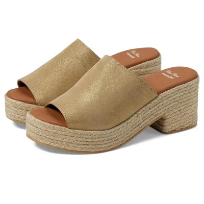 Toni Pons Andrea Sandal Platinum Leather Slip On Block Heel Hawk554 In Gold