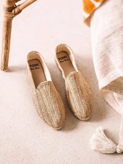 Toni Pons Closed Men's Espadrille In Raffia With Jute Sole In Neutral