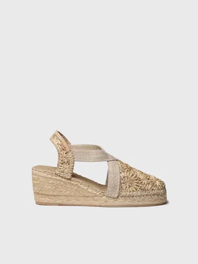 Toni Pons Women's Terra Floral Raffia Wedge Espadrille In Tan In Nude