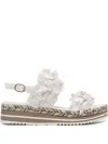 Toni Pons Fringed Platform Sandals In White
